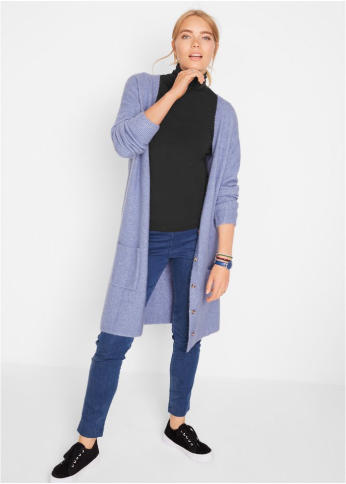 Rollkragen-Stretch-Shirt, Langarm