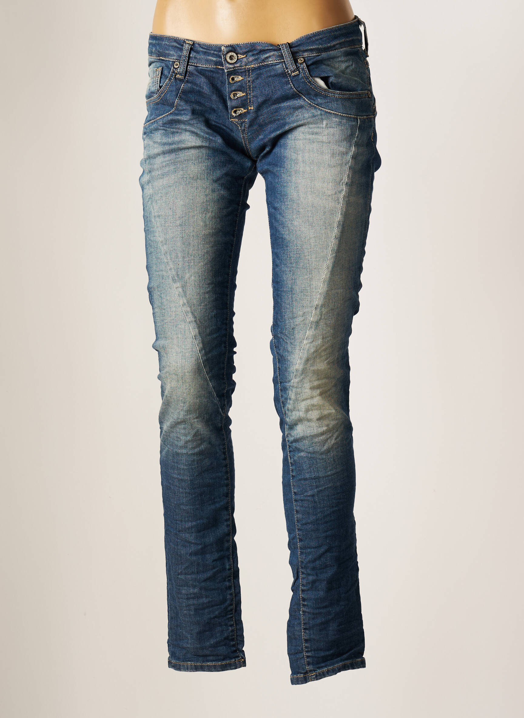 Please Jeans Coupe Slim Femme couleur bleu