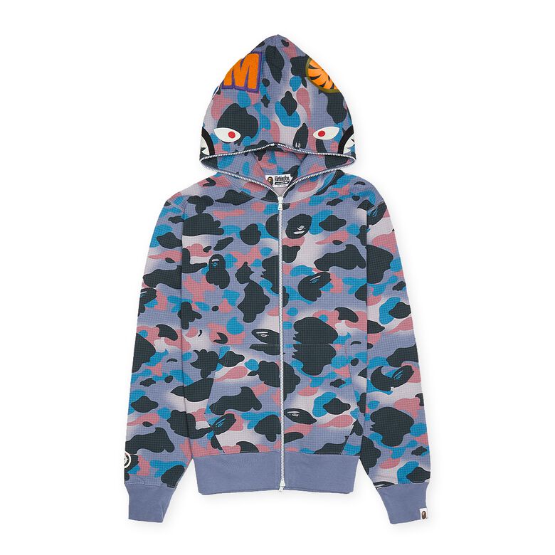 A Bathing Ape Grip Camo Shark Full Zip Hoodie M purple