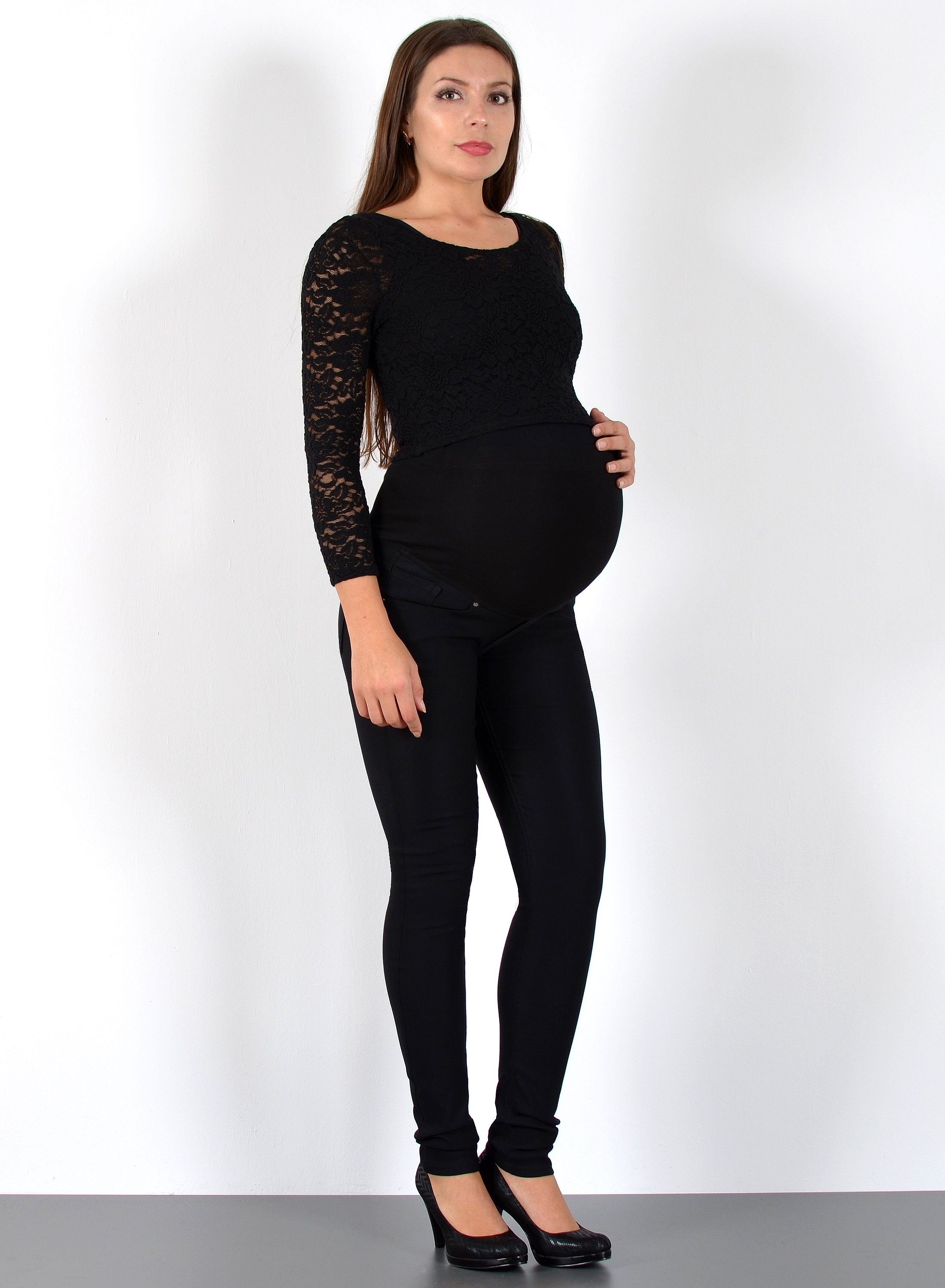 ESRA Umstandsjeans J530 Skinny Fit Schwangerschaftshose mit elastischem Bund, Schwangerschaftsjeans, mit hoher Leibhöhe und Stretch, bis Übergröße / Plussize Große Größe, Umstandshose für Schwangerschaft, Maternity Jeans Hose Umstandsjeans High Waist