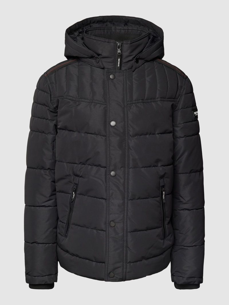 Steppjacke mit abnehmbarer Kapuze in schwarz