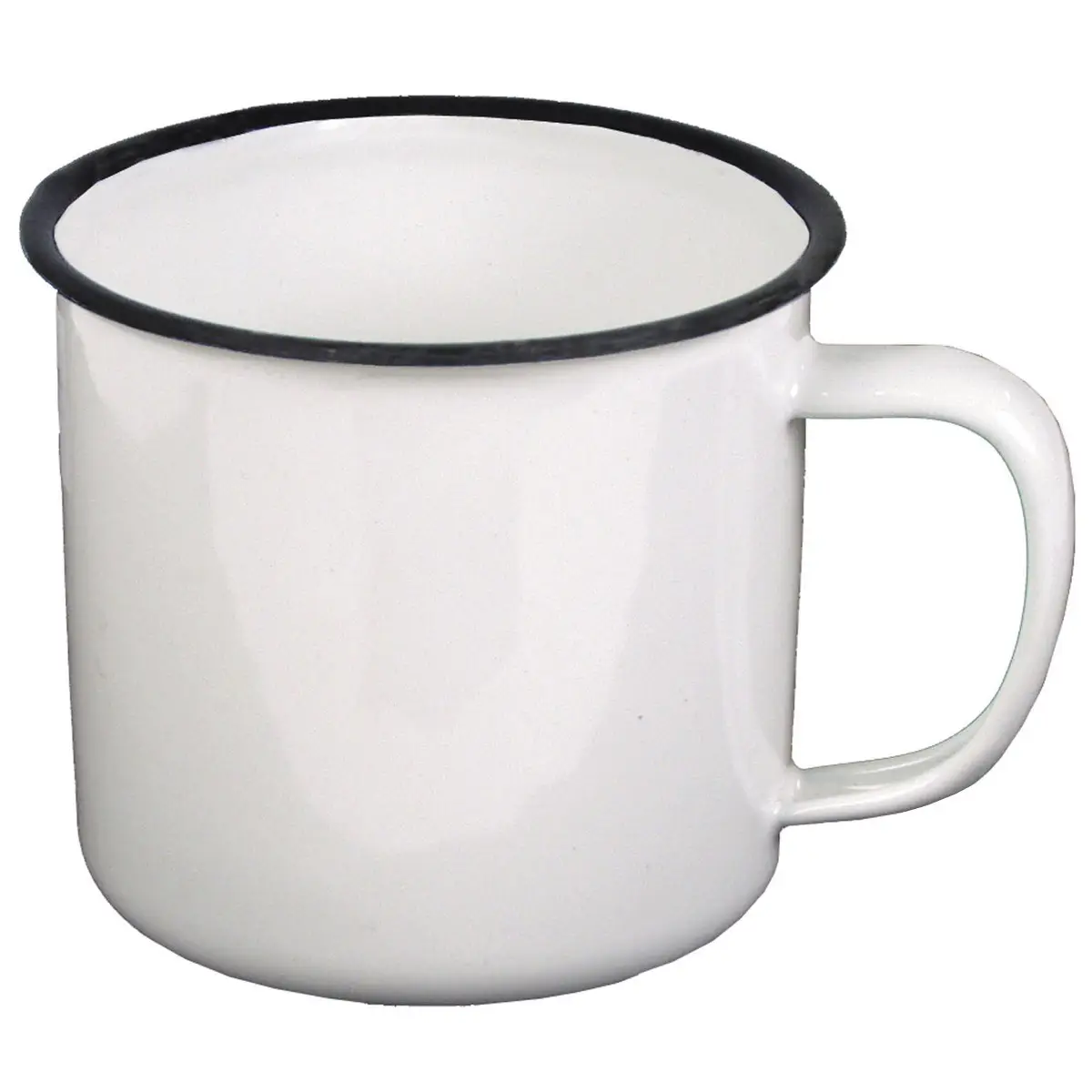 Emaille-Tasse weiß-schwarz 350 ml