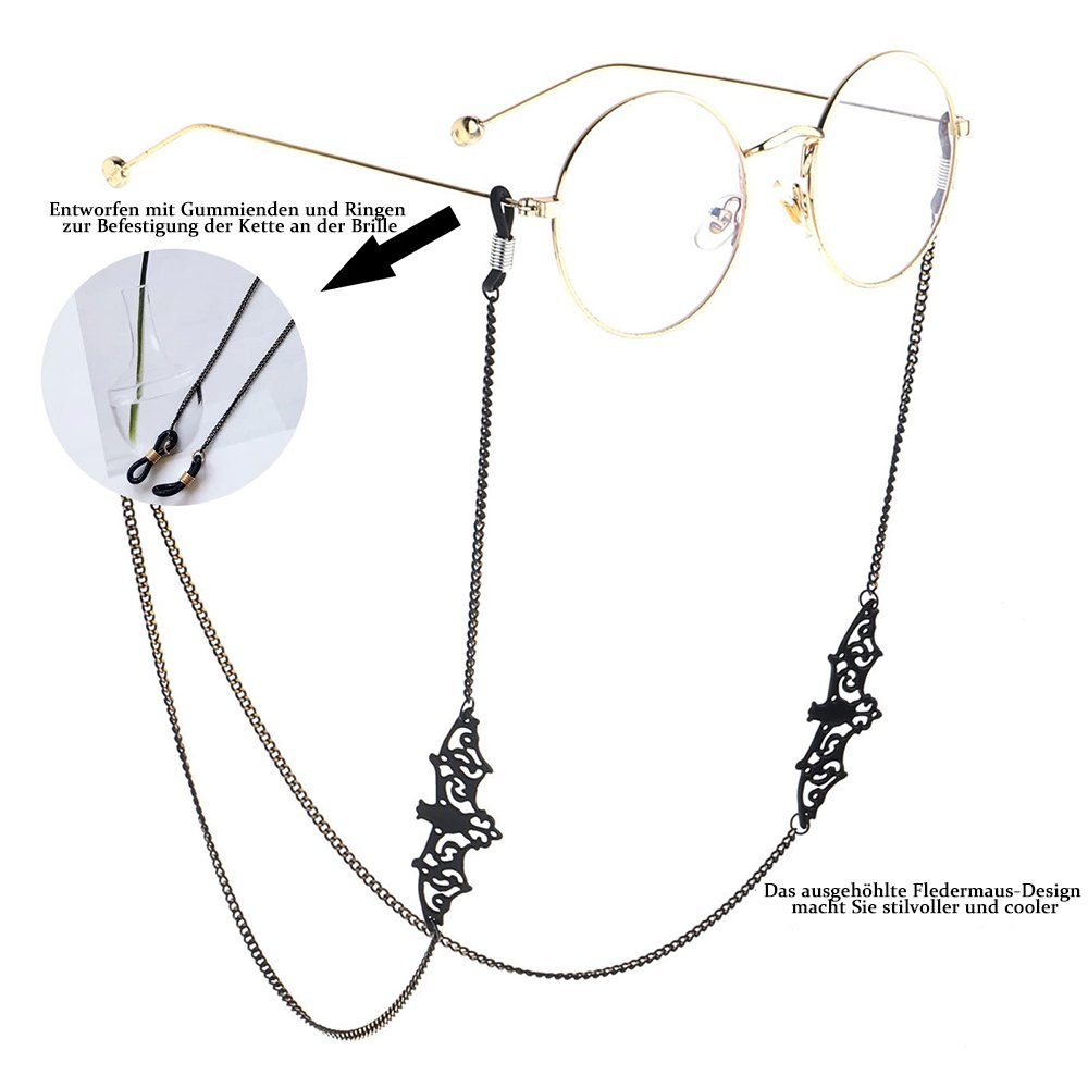 Sarfly Brillenkette Brillenketten für Lesebrillen Fledermaus, 70cm(Brille Nicht Enthalten)