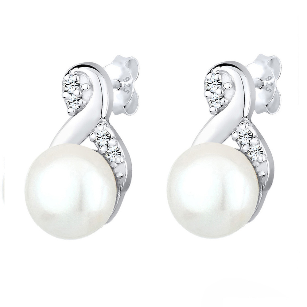 Elli Elli Boucles d'Oreilles Femmes Clous d'oreilles Infinity Élégant avec Perle d'eau Boucles d'oreilles