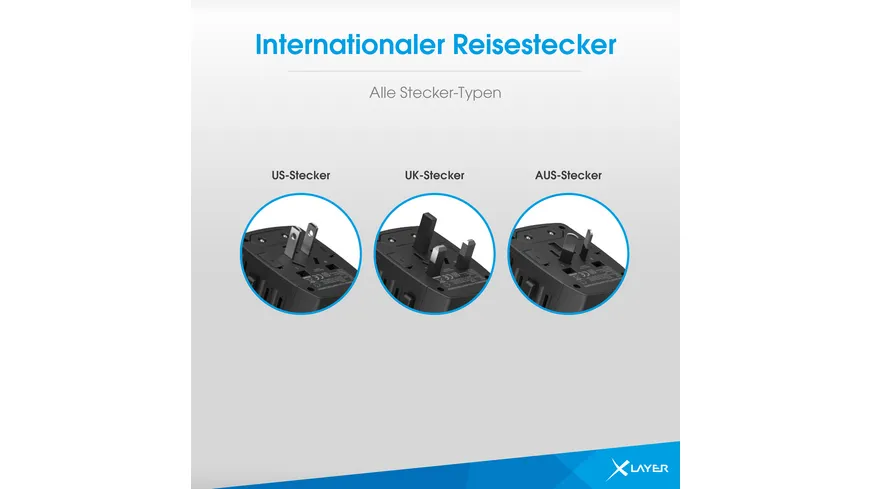 XLayer Internationaler Reisestecker Weltweit Black