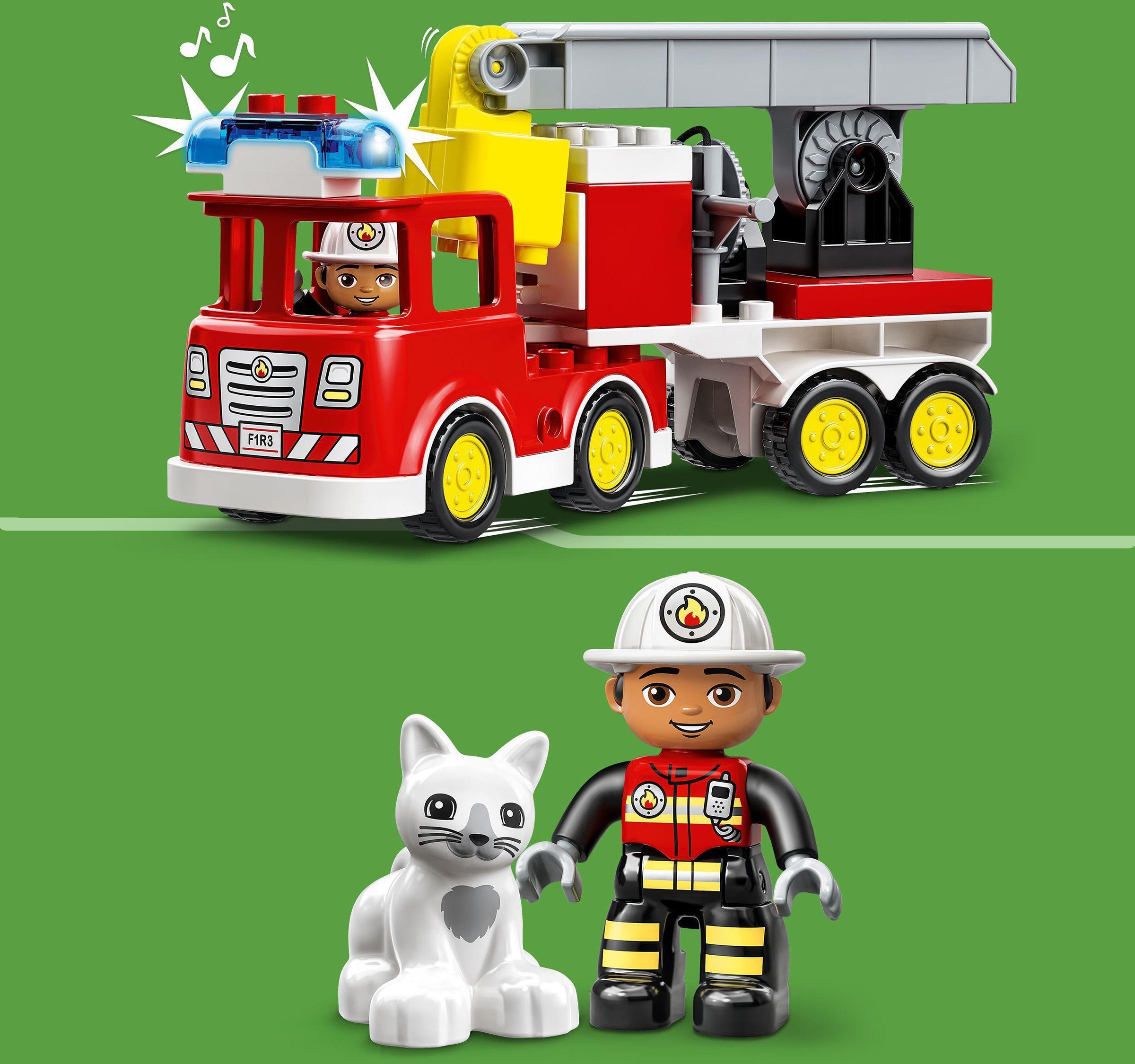 LEGO® Konstruktionsspielsteine Feuerwehrauto (10969), LEGO® DUPLO, (21 St), mit Sirene und Licht; Made in Europe