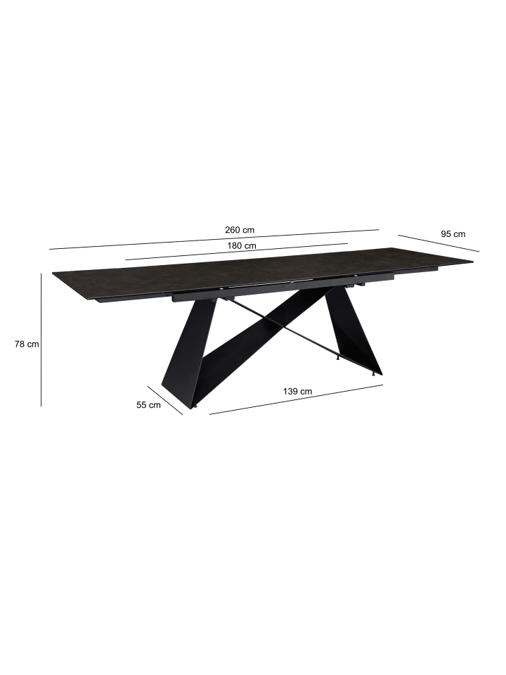 KADIMA DESIGN Esszimmertisch 180 - 260 cm Ausziehbar Keramik Glas , in Schwarz günstig kaufen onesize