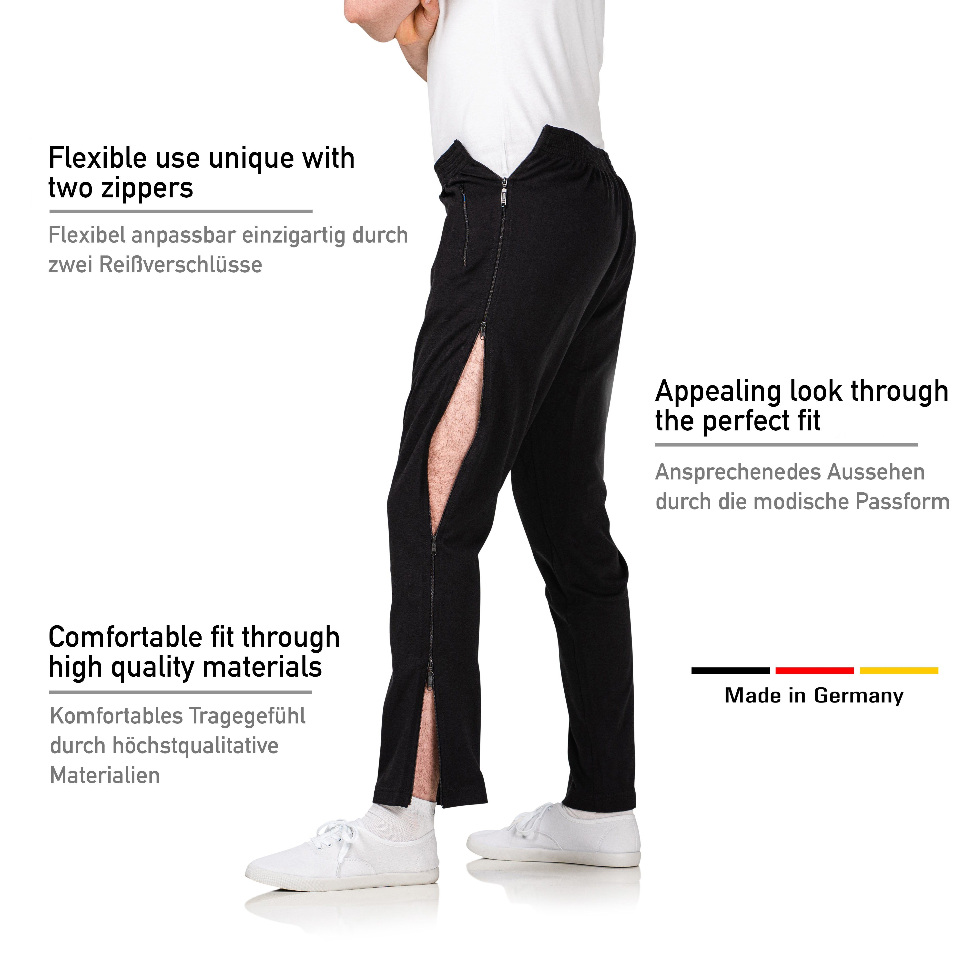 STAUTZ Funktionshose Stautz® Premium Reha-Hose für Herren – Einzigartiger 4-Wege Reißverschluss für beliebige seitliche Öffnung - Komfortables Tragegefühl und modische Passform - Optimal geeignet für Rehabilitations- und Pflegezwecke besonders angene