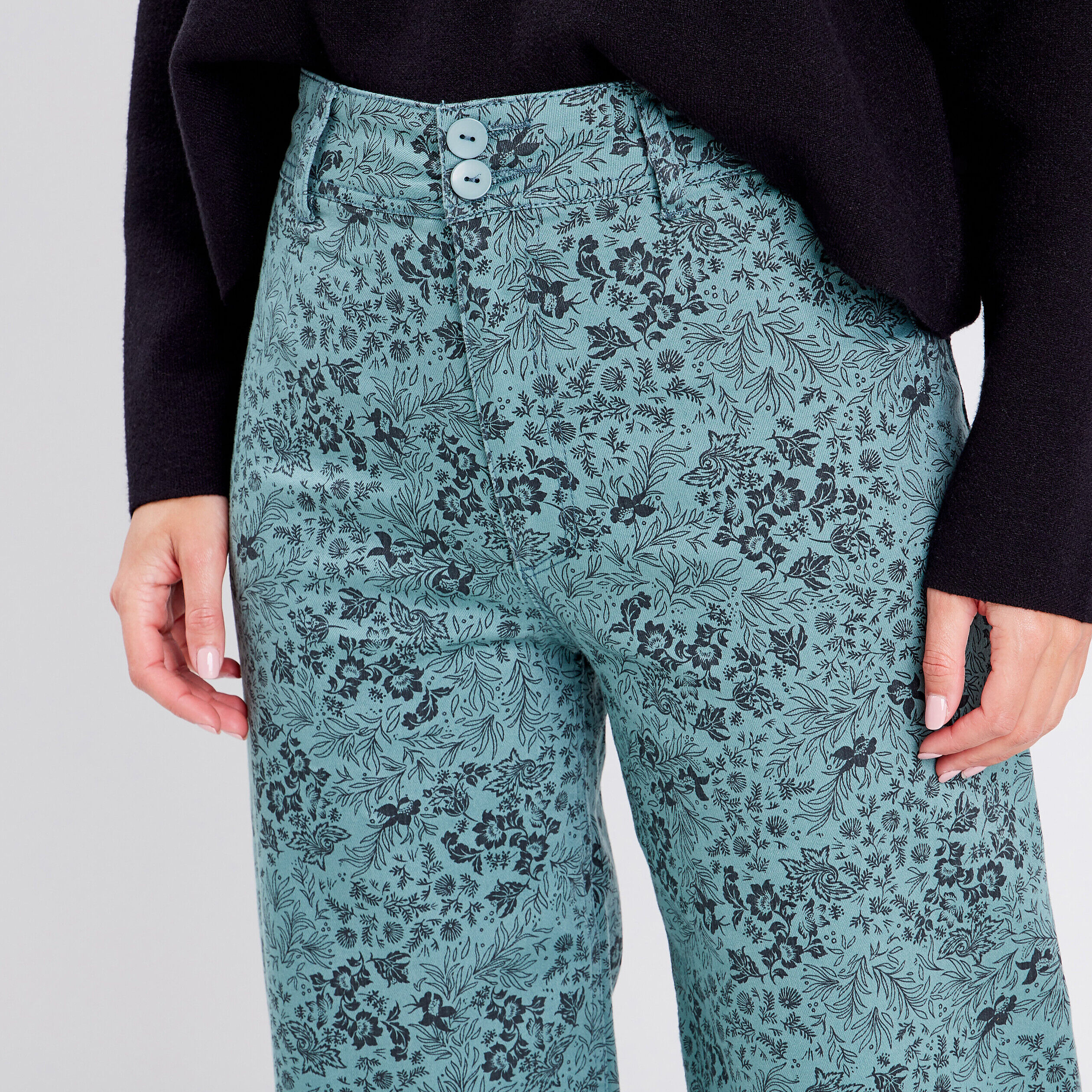 Jeans large taille haute vert femme | Cache Cache