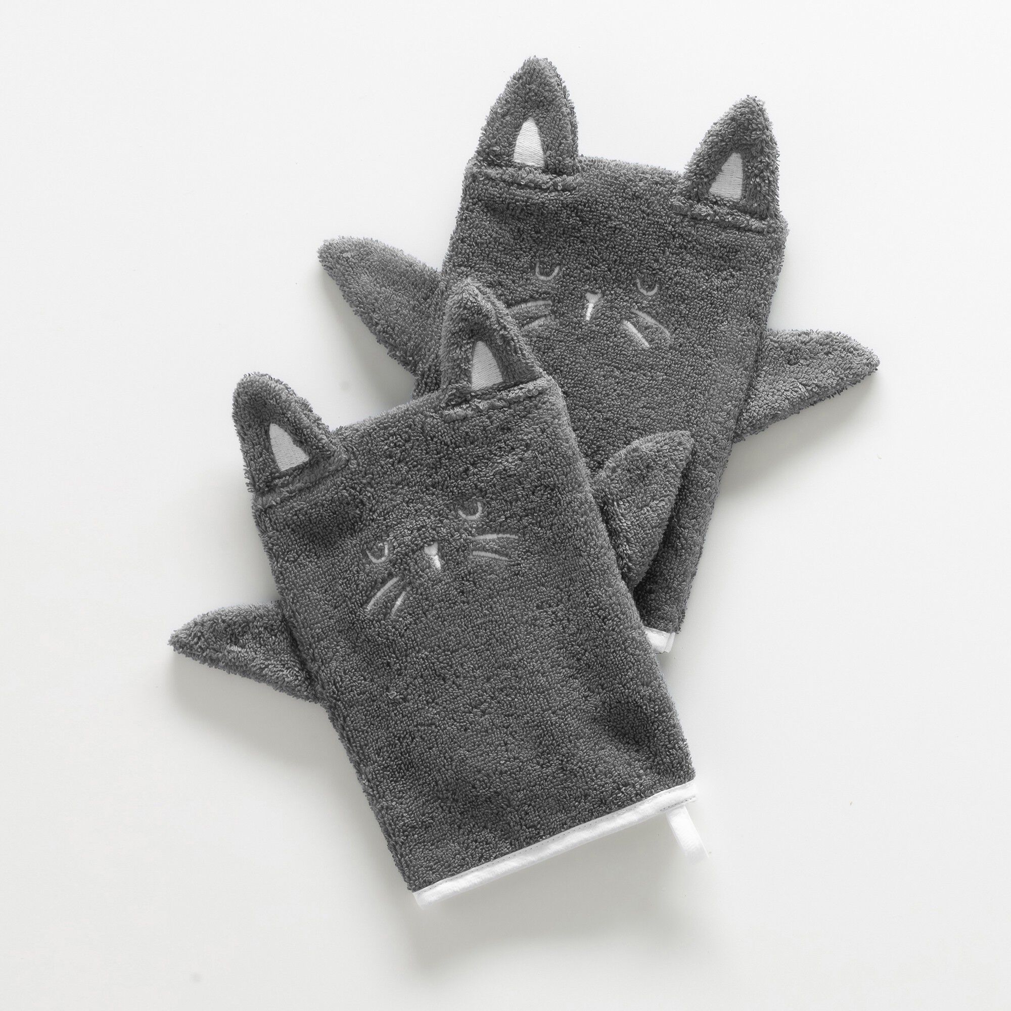 Collection éponge enfant brodée chat coton