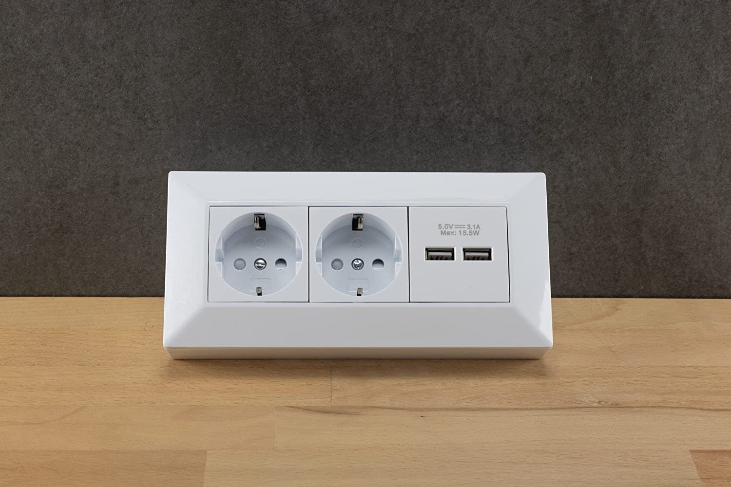 ChiliTec 2-fach Steckdosenblock + 2x USB, weiß Mehrfachsteckdose
