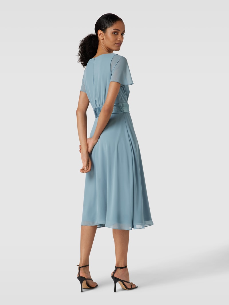 Cocktailkleid in Wickel-Optik in ozean blau