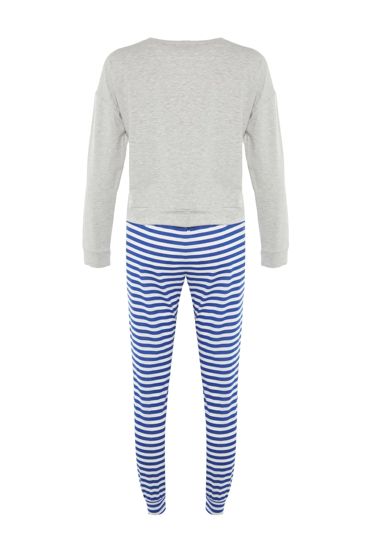 Trendyol Collection  Mehrfarbiges, bedrucktes T-Shirt-Jogger-Pyjama-Set aus 100 % Baumwolle mit Strickmuster THMAW21PT0240