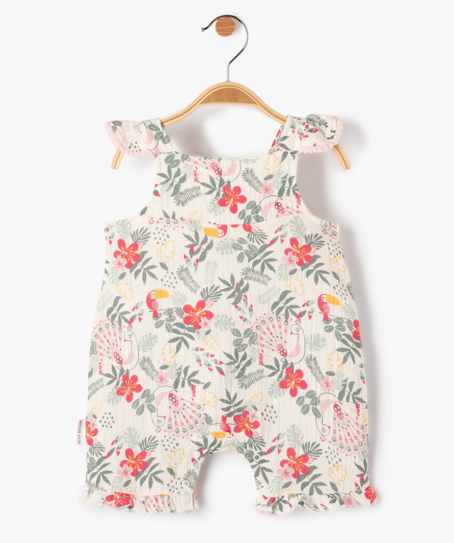 Combishort fille à bretelles imprimé tropical vert | GEMO