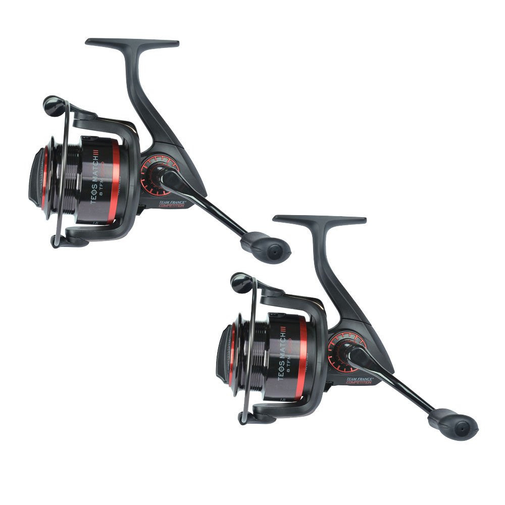 Mulinelli da pesca Team France con frizione anteriore, confezione da 2 mulinelli Teos Match 3 3000