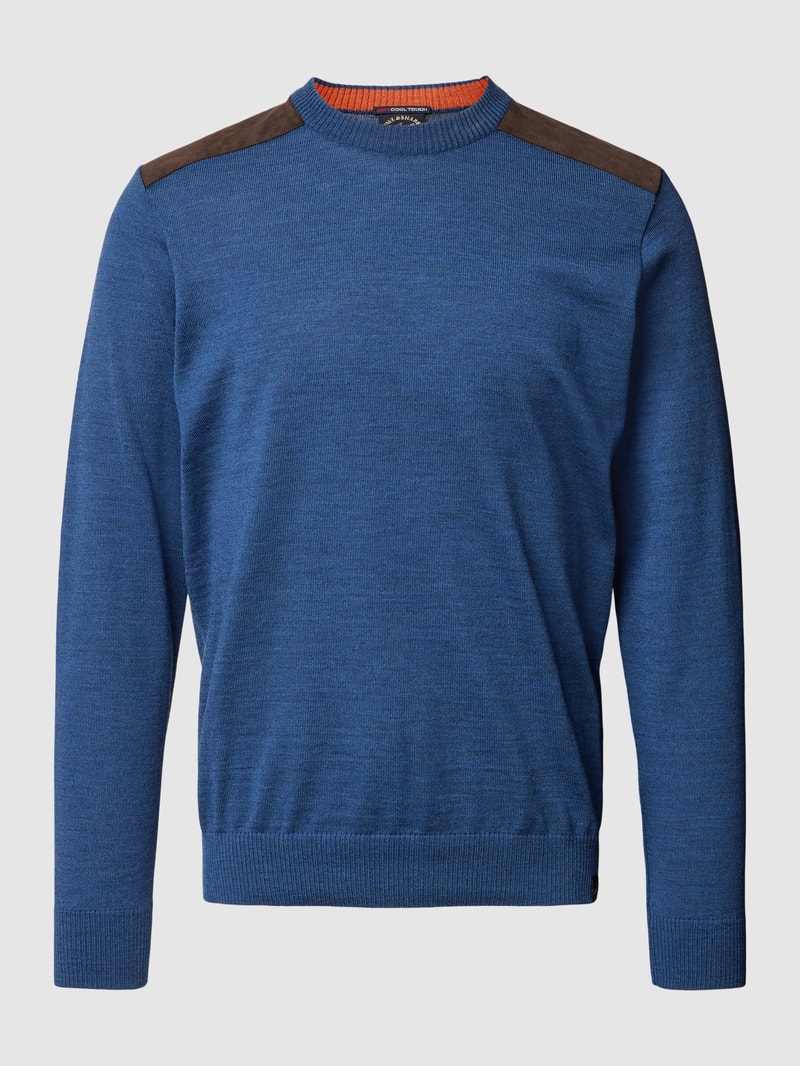 Strickpullover mit Kontraststreifen in jeans