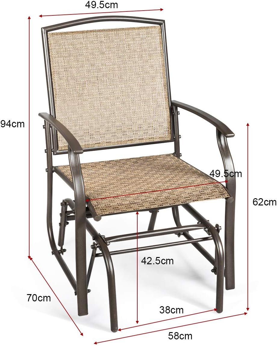 Costway Schaukelstuhl Garten, Schwingstuhl Einzel