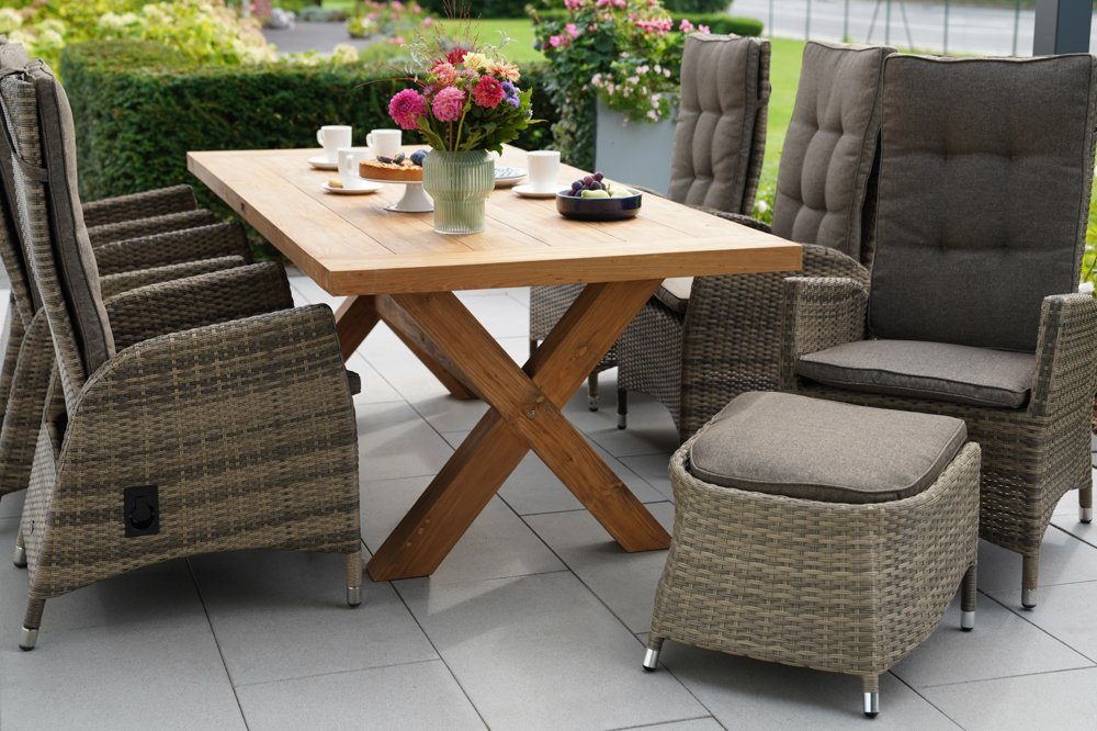 Ploß Gartenlounge-Hocker Ploß Nizza Fußhocker Geflecht inkl. Kissen (1)