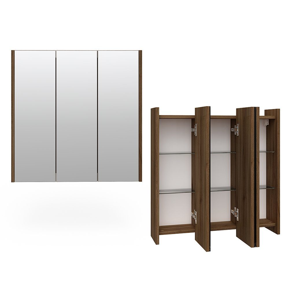 Vicco Spiegelschrank Badspiegel Badschrank MAJEST Nussbaum / Anthrazit