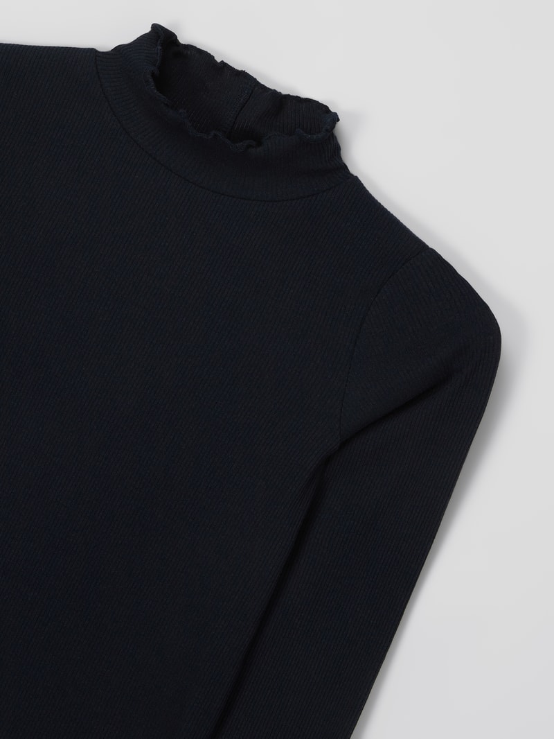 Longsleeve mit Stehkragen in marineblau