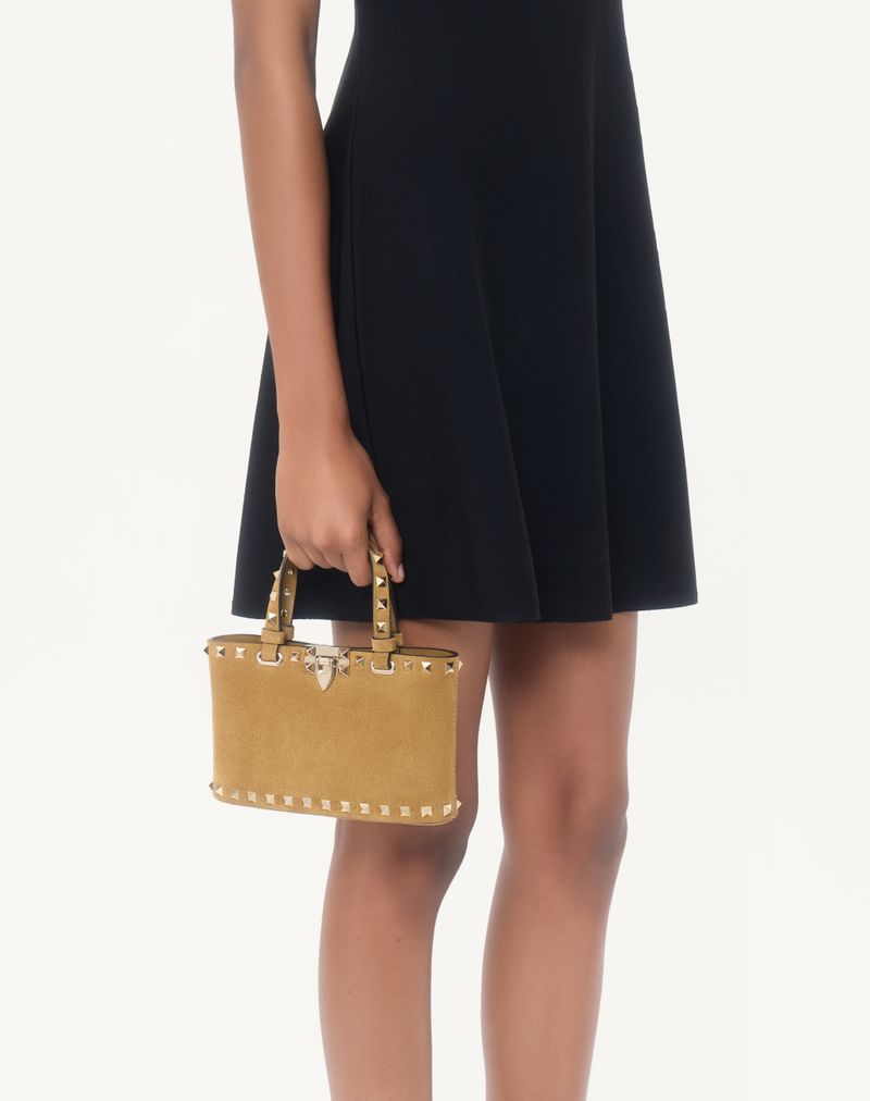 Mini Rockstud boodschappentas van suède