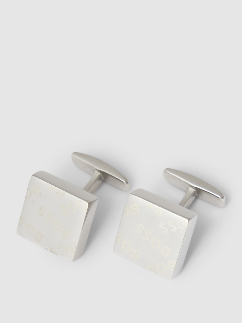 Manschettenknöpfe mit Label-Details Modell 'CROSS' in silber