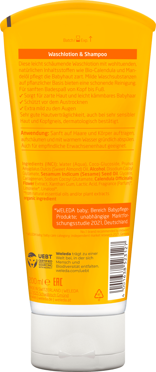 Baby Waschlotion & Shampoo Calendula, 200 ml