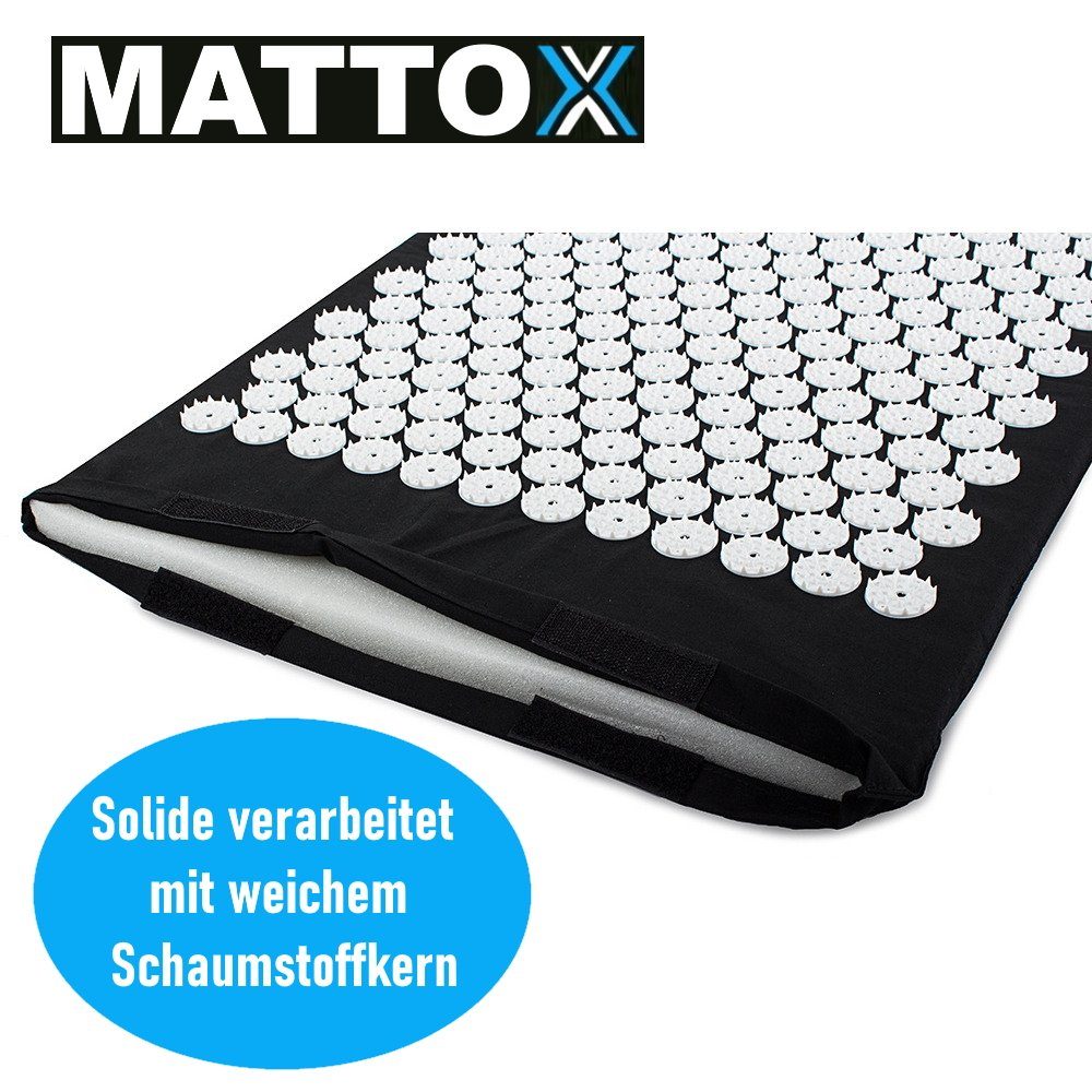 MAVURA Akupressurmatte MATTOX Akupressurmatte Massage Matte Kissen Nadelmatte, Entspannung Nackenkissen Liegematte 2in1 Fakirmatte