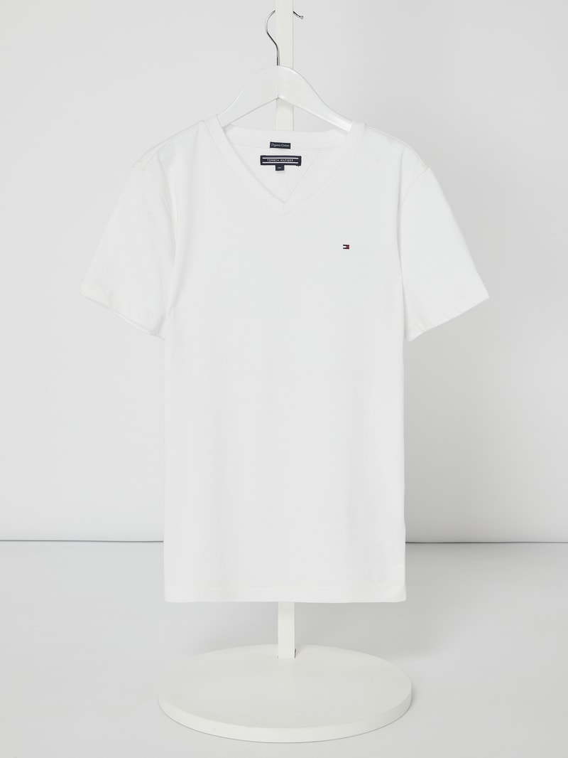 T-Shirt mit Logo-Stickerei in weiß