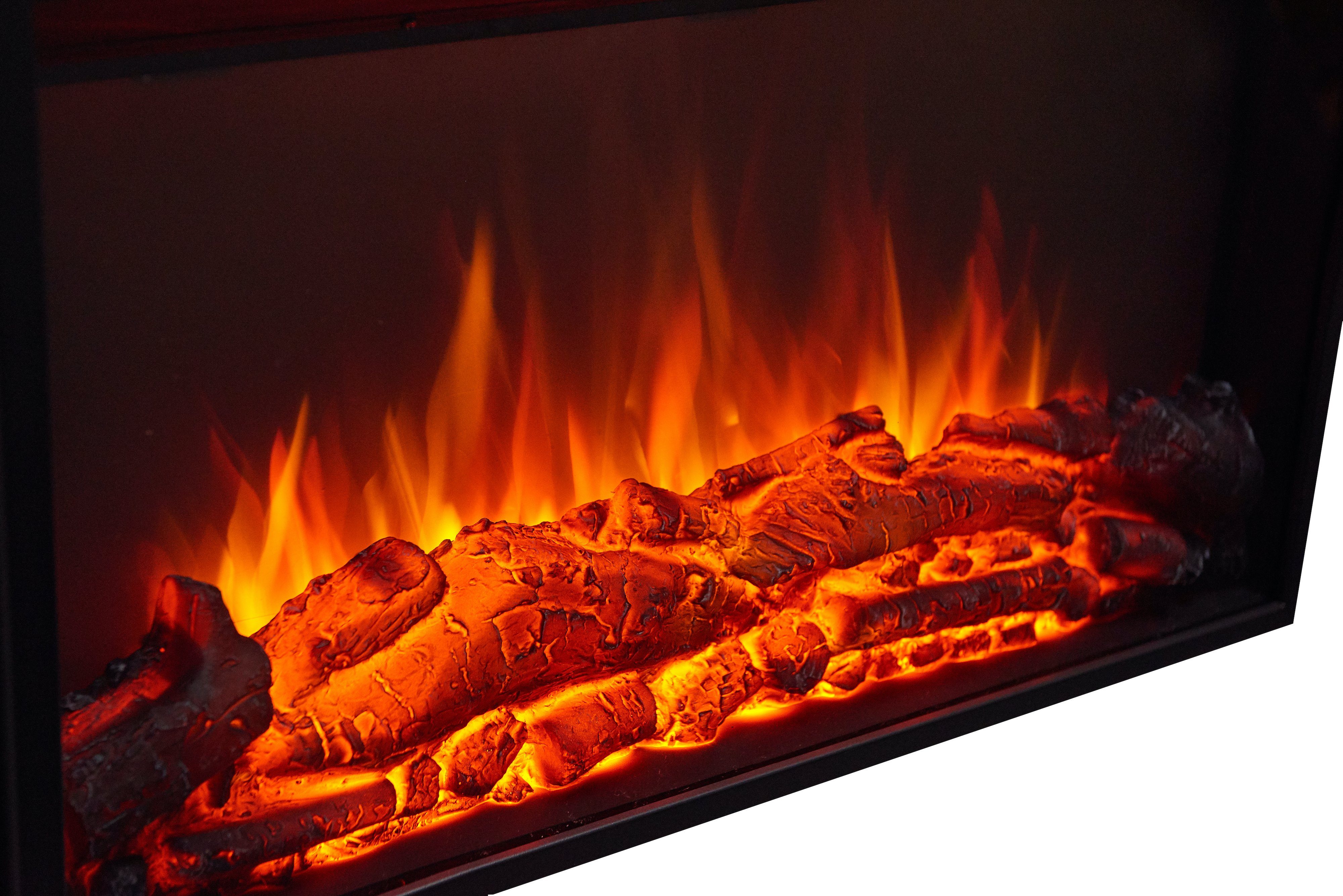 CrownFlame Elektrokamin Typhon, Standkamin mit Heizung 2000W, Heizung, LED-Beleuchtung, 3D-Flammeneffekt & Fernbedienung