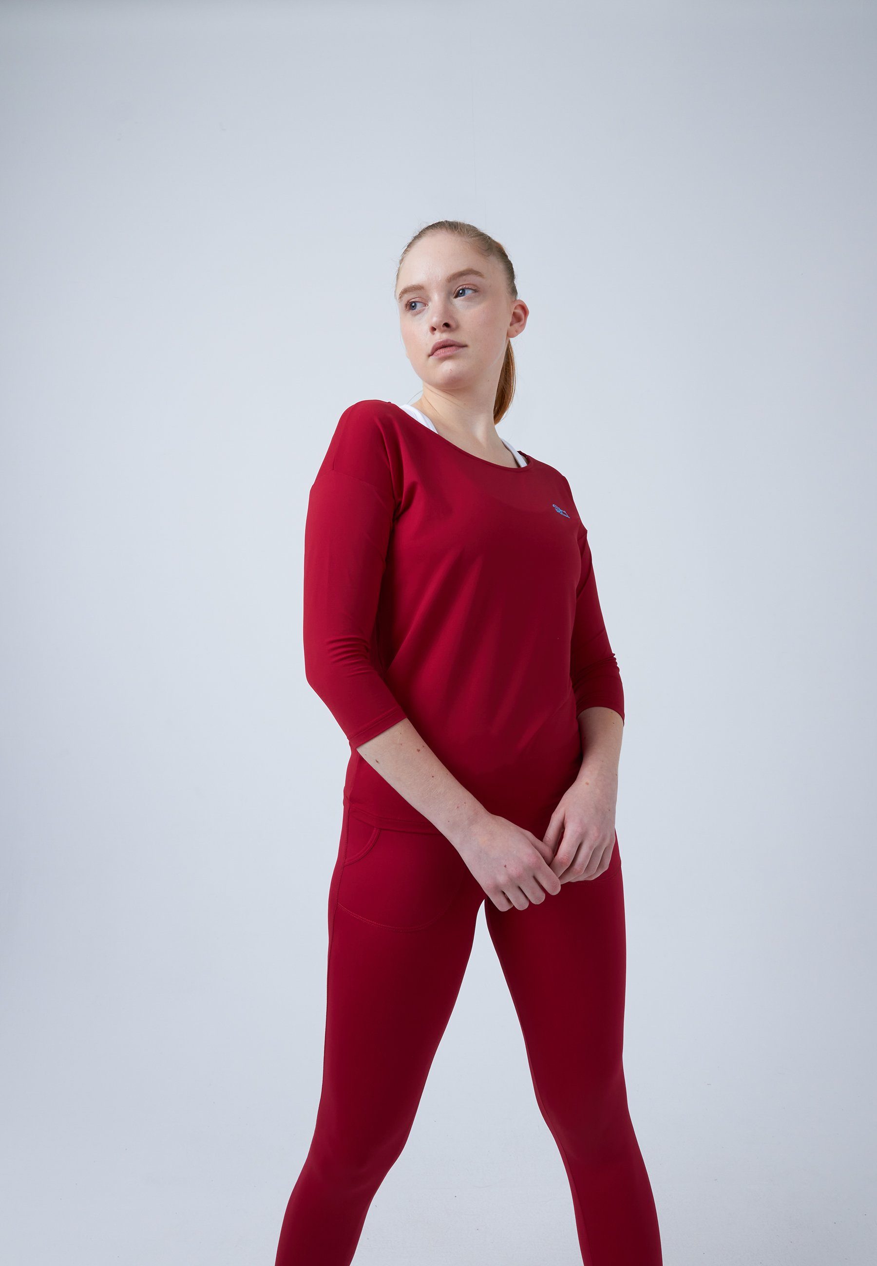 SPORTKIND Funktionsshirt Tennis 3/4 Loose Fit Shirt Mädchen & Damen bordeaux rot