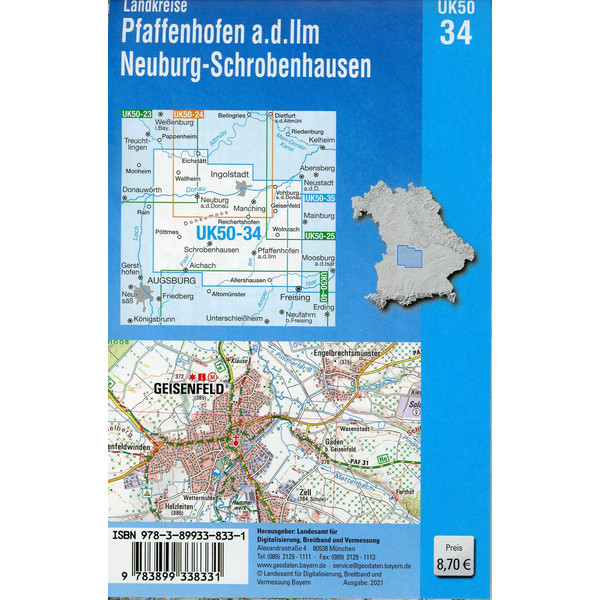 PFAFFENHOFEN - SCHROBENHAUSEN 1 : 50 000 (UK50-34) - Karte