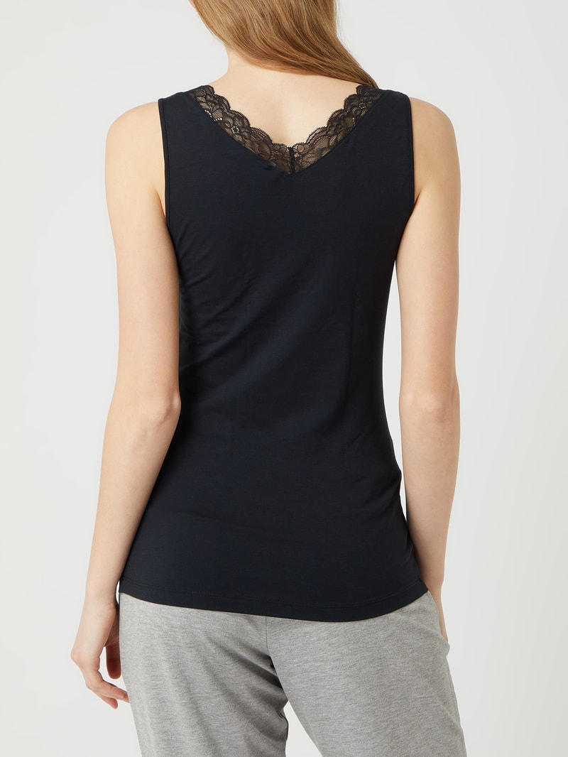 Unterhemd mit Spitze Modell 'Cotton Lace' in schwarz
