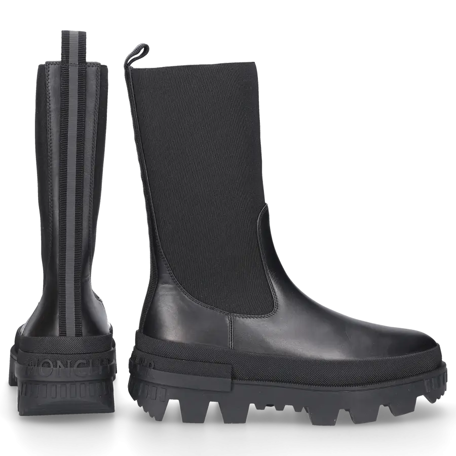 Moncler - Stiefel CHELSEA HIGH Kalbsleder Materialmix - schwarz