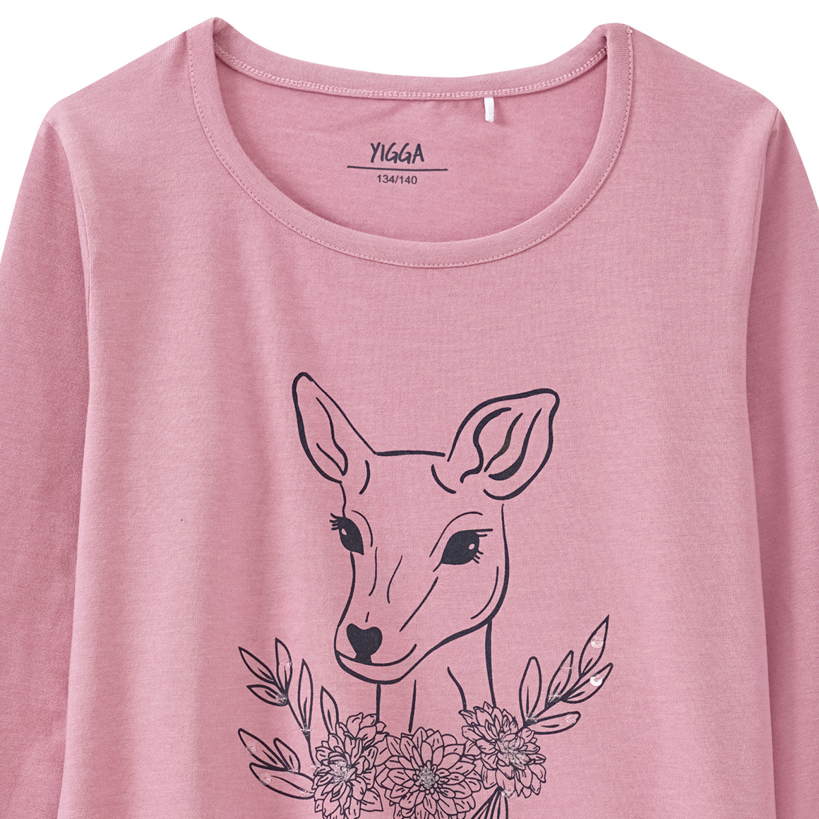 Mädchen Langarmshirt mit Reh-Motiv