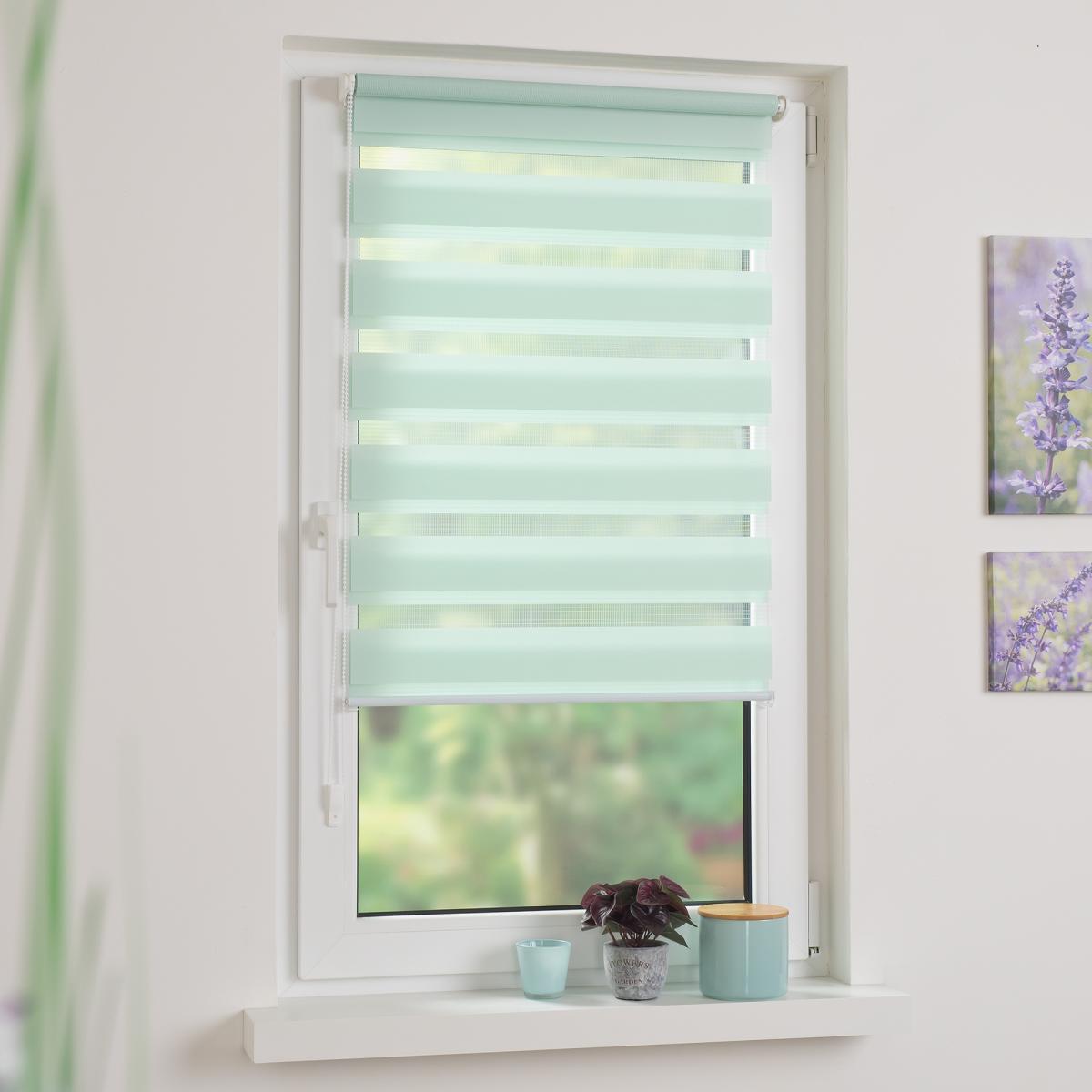 Bella Casa Duo-Rollo mini, Klemmfix Doppelrollo, pastellgrün, Rollo 80 x 160 cm (B x H)