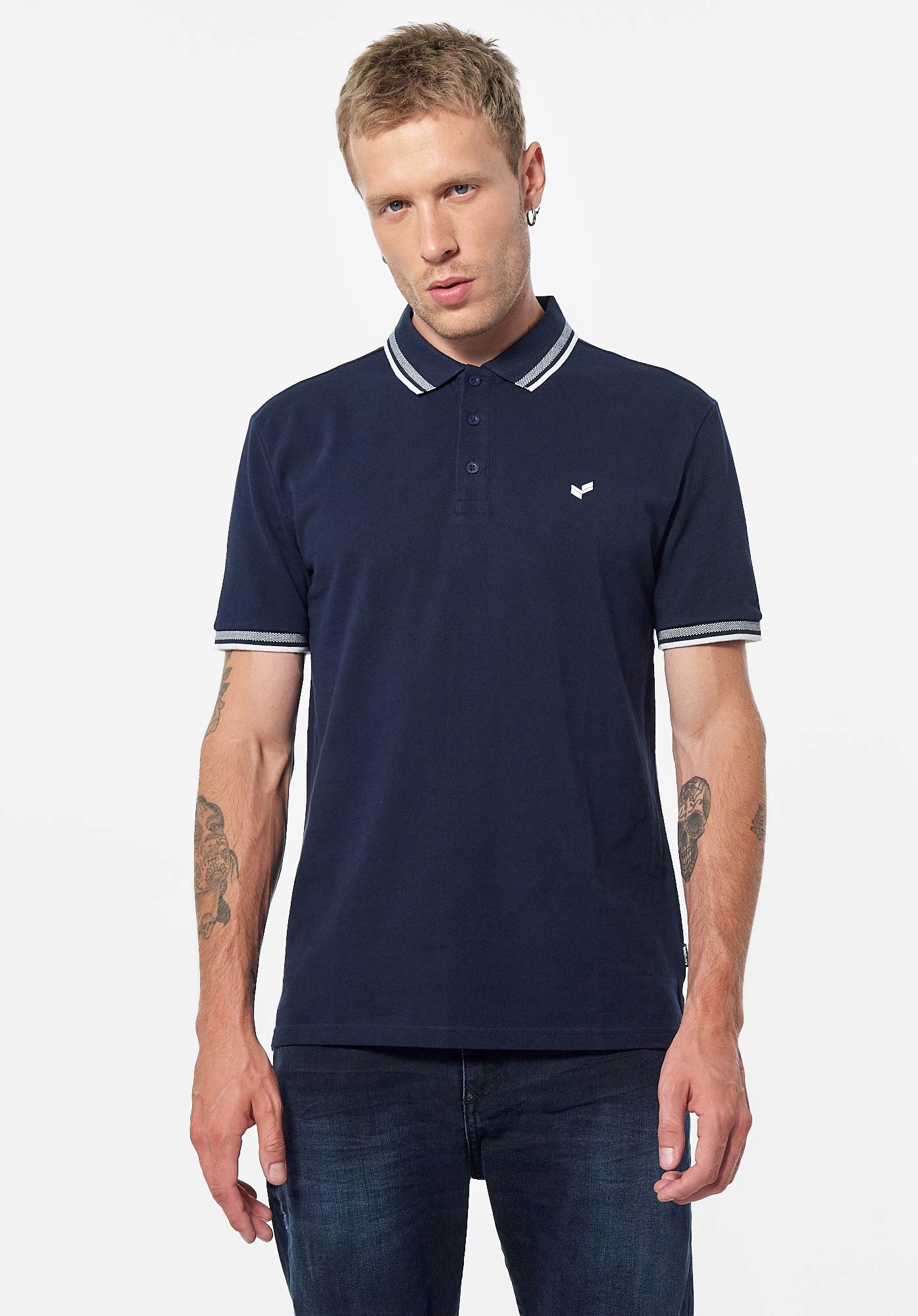RAYOC  Polo bleu marine homme 100% coton bio