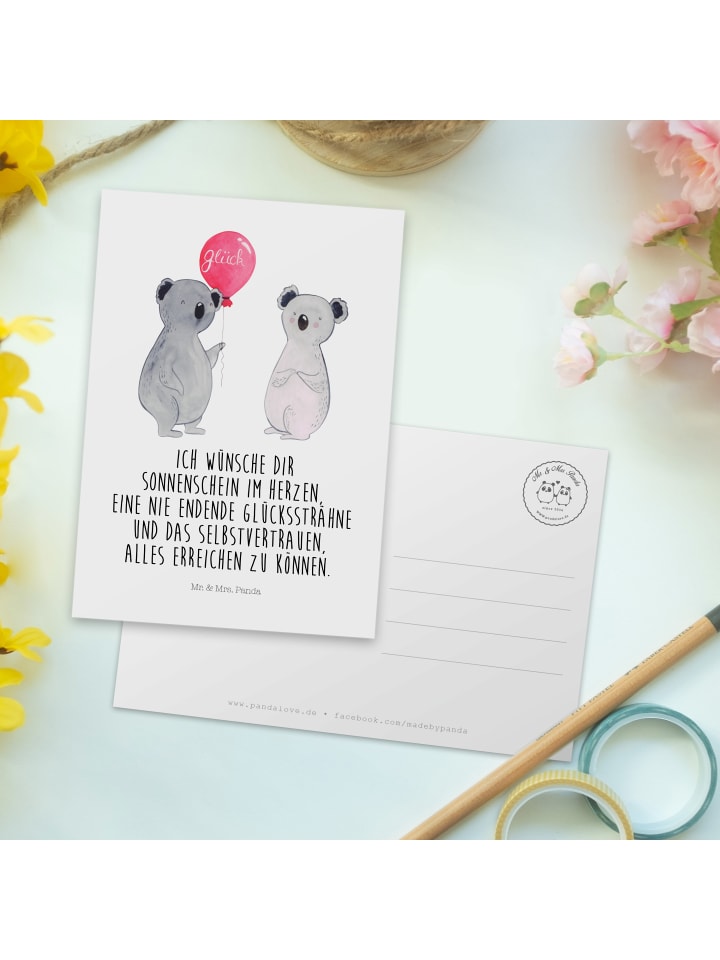 Mr. & Mrs. Panda Postkarte Koala Luftballon mit Spruch in Weiß günstig kaufen onesize