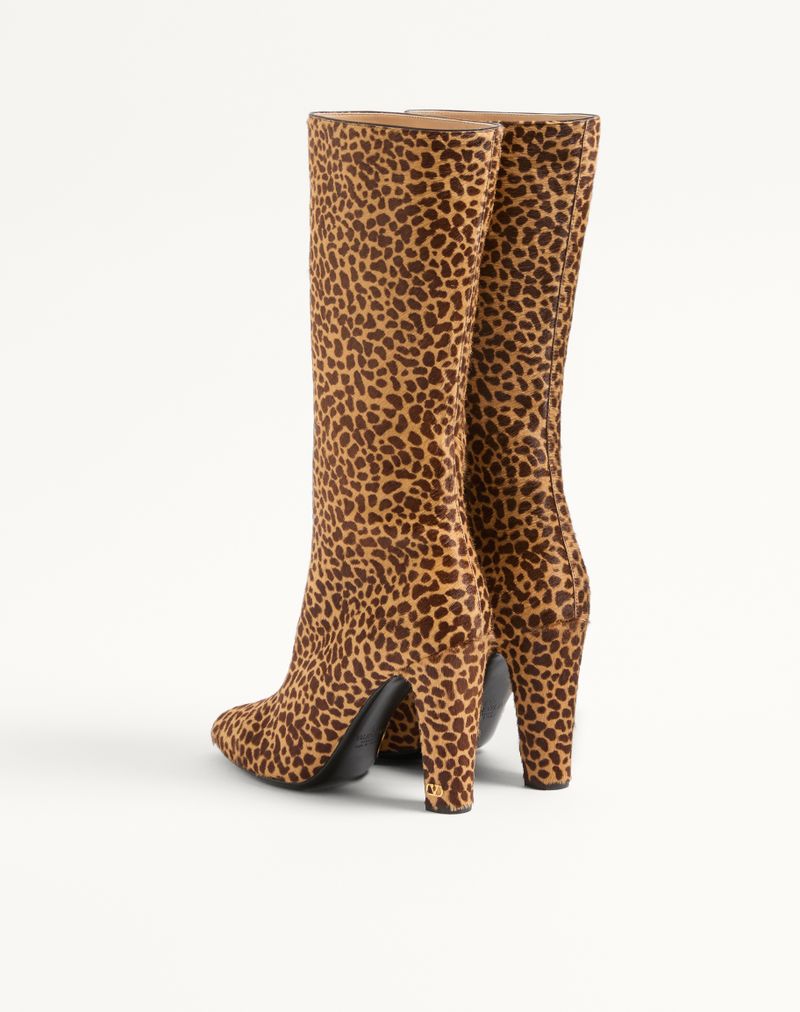 Bota Hotty 100mm em couro de bezerro com efeito pônei