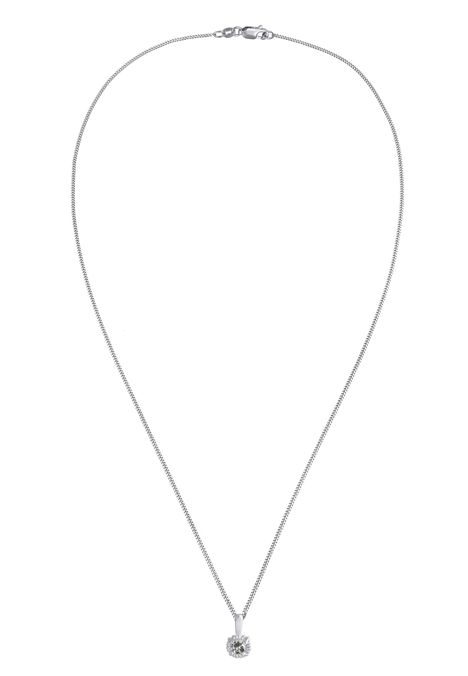 Elli DIAMONDS Solitaire-anheng for kvinner, salt- og pepperslipt med diamanter (0,11 ct.) i 925 sterlingsølv