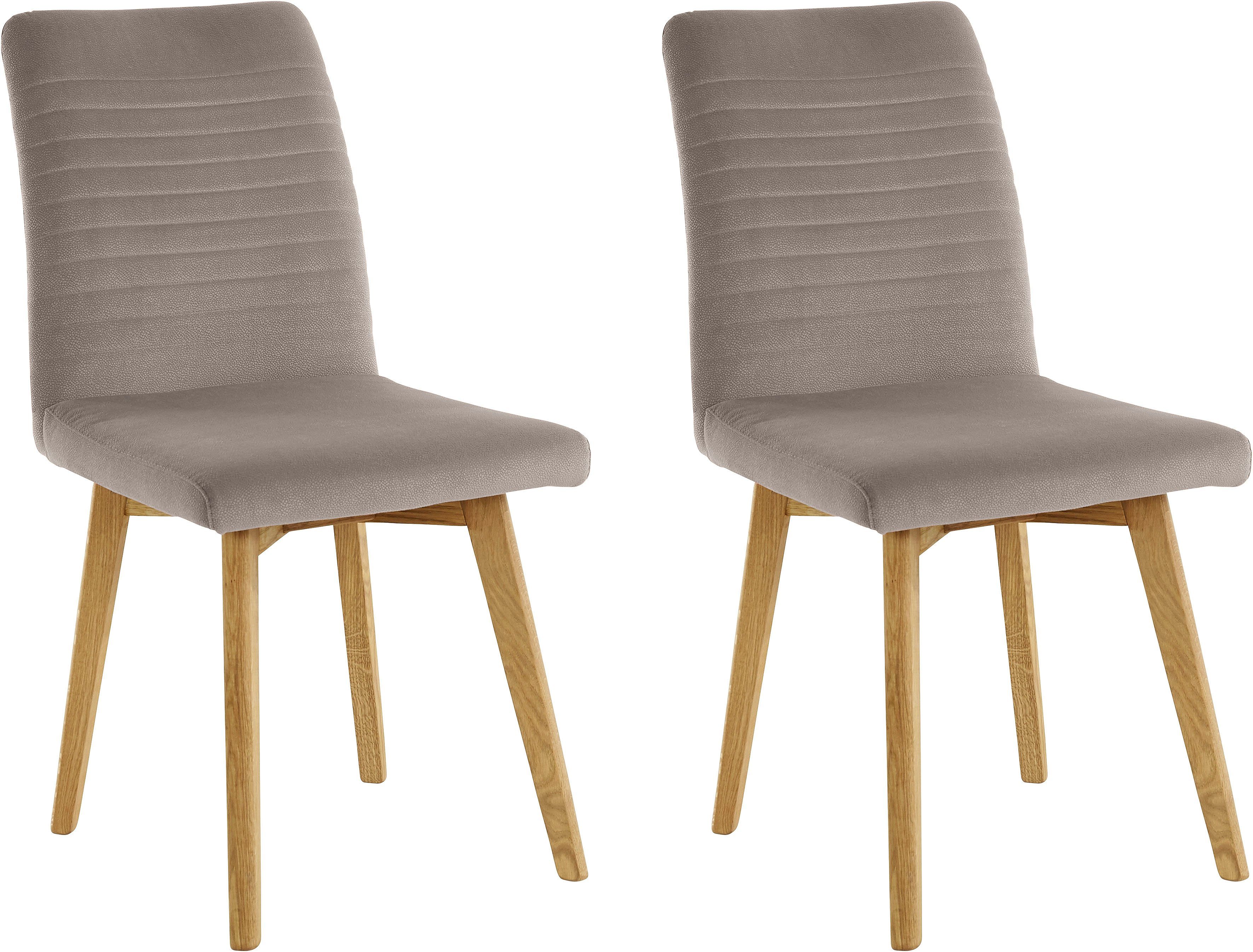 OTTO products 4-Fußstuhl Alessja (Set, 2 St), Bezug aus Microfaser, Gestell aus Eiche Massivholz