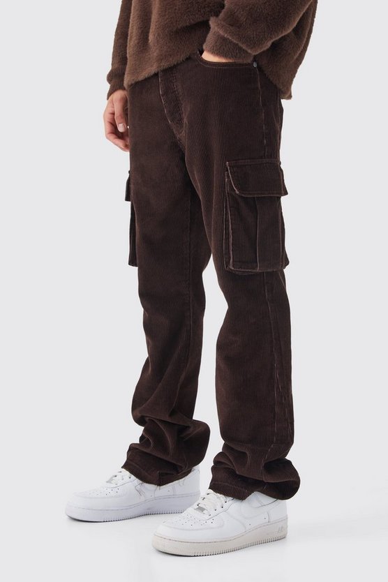 Slim-Fit Cord-Cargohose mit Acid-Waschung