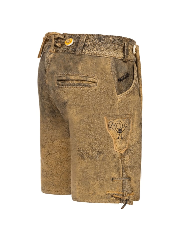 PAULGOS Lederhose Kurz Echtleder KK2 ANTIK in Sandbraun günstig kaufen
