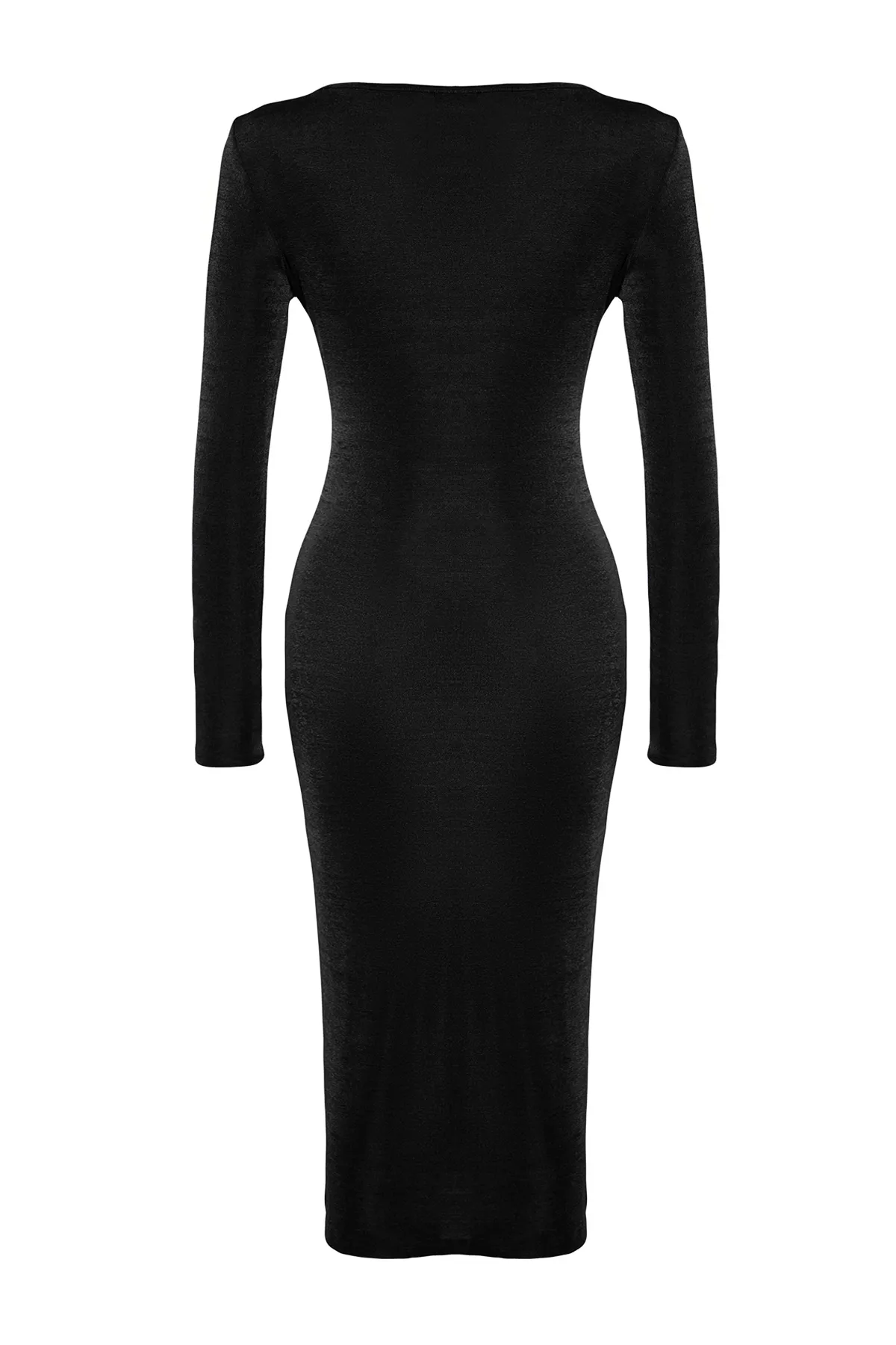 Trendyol Collection  Schwarzes, figurbetontes, gestricktes Kleid mit Fenster-/Ausschnittdetails TPRAW24EL00061