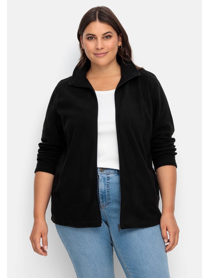 sheego Fleecejacke in schwarz günstig kaufen