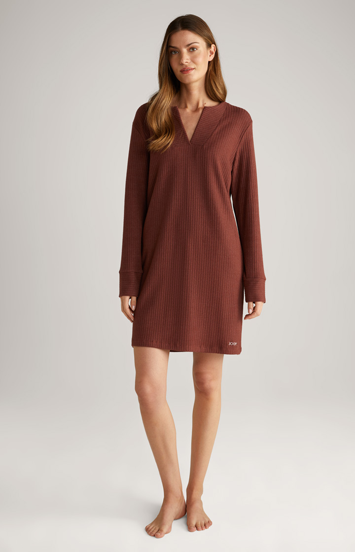 Loungewear Ripp-Longshirt in Coffee