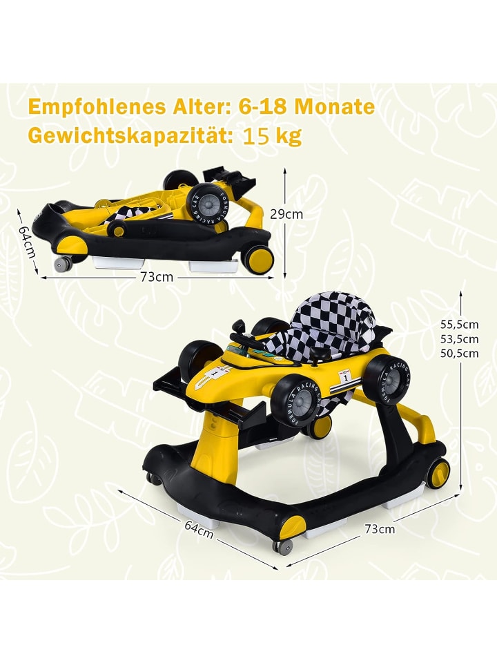 COSTWAY 4 in 1 Lauflernwagen in Gelb günstig kaufen 75 cm