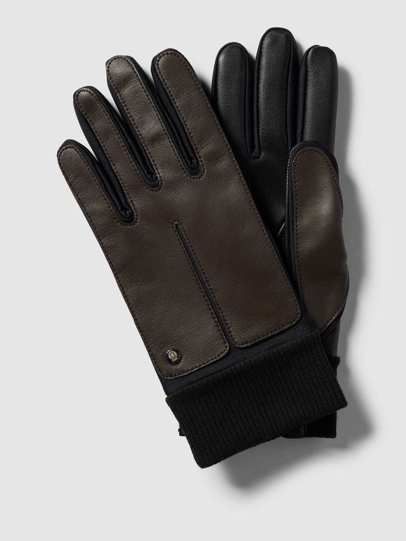Handschuhe mit gerippten Abschlüssen Modell 'Kopenhagen' in dunkelbraun