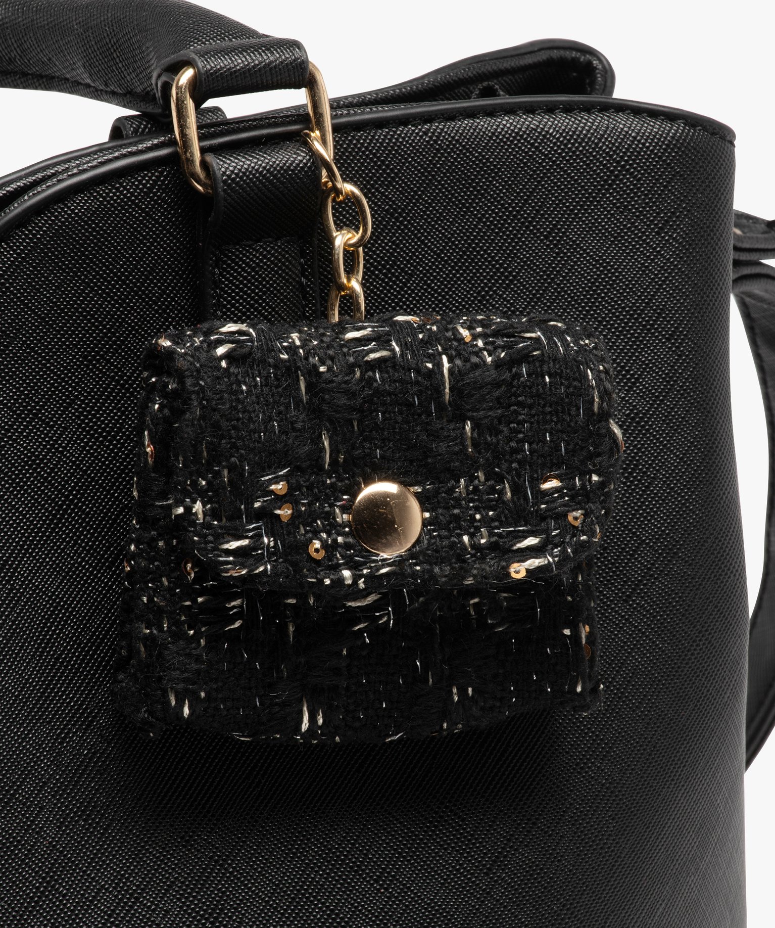 Sac à main bimatière avec accessoire femme noir | GEMO