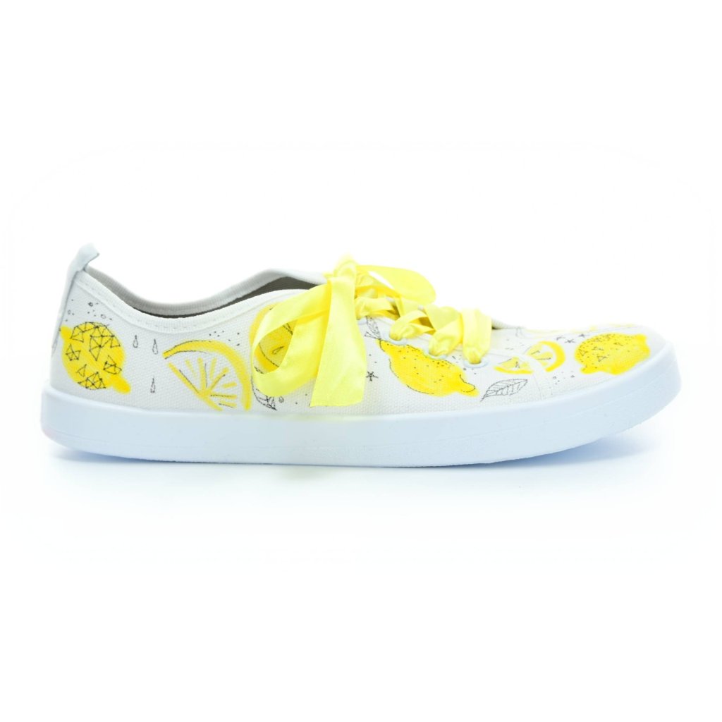 Anatomic Zitronen Barfußsneakers mit gelber Schnürsenkel